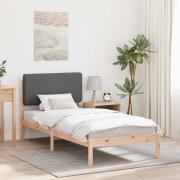 vidaXL Sängram med Klädd Huvudgavel Mörkgrå 90 x 200 cm Massiv furu