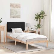 vidaXL Sängram med Klädd Huvudgavel Svart 90 x 200 cm Massiv furu