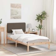 vidaXL Sängram med Klädd Huvudgavel Taupe 75 x 190 cm Massiv furu