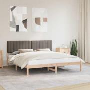 vidaXL Sängram med Klädd Huvudgavel Taupe 180 x 200 cm Massivt furu
