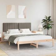 vidaXL Sängram med Klädd Huvudgavel Taupe 160 x 200 cm Massivt furu