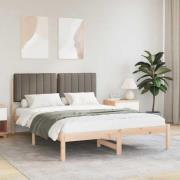 vidaXL Sängram med Klädd Huvudgavel Taupe 140 x 190 cm Massivt furu