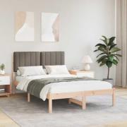 vidaXL Sängram med Klädd Huvudgavel Taupe 120 x 190 cm Massivt furu