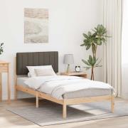 vidaXL Sängram med Klädd Huvudgavel Taupe 90 x 190 cm Massivt furu