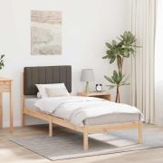 vidaXL Sängram med Klädd Huvudgavel Taupe 75 x 190 cm Massivt furu