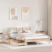 vidaXL Säng med bokhylla utan madrass 120x190 cm massiv furu