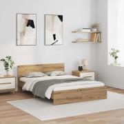 vidaXL Sängram med huvudgavel Artisan Ek 140 x 190 cm Konstruerat trä