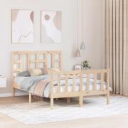 vidaXL Sängram med huvudgavel massivt trä