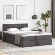 vidaXL Förvaringssäng med LED med madrass Grå 140 x 200 cm Konstläder