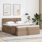 vidaXL Förvaringssäng med LED Cappucino 140 x 200 cm Konstläder