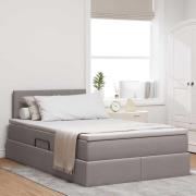 vidaXL Förvaringssäng med LED med madrass Taupe 120 x 200 cm tyg
