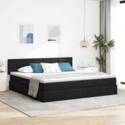 vidaXL Förvaringssäng med LED med madrass Svart 200 x 200 cm tyg