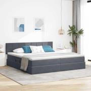 vidaXL Förvaringssäng med LED med madrass Mörkgrå 200 x 200 cm Sammet