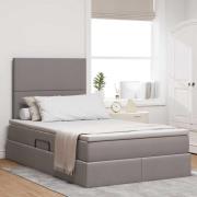 vidaXL Förvaringssäng med LED med madrass Taupe 120 x 200 cm Polyester