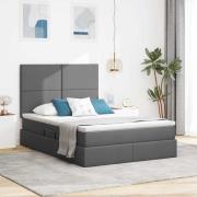 vidaXL Förvaringssäng med LED med led Mörkgrå 140 x 200 cm Polyester