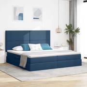 vidaXL Förvaringssäng med LED med madrass Blå 200 x 200 cm Polyester