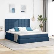 vidaXL Förvaringssäng med LED med madrass Blå 180 x 200 cm Polyester