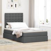 vidaXL Förvaringssäng med LED med led Mörkgrå 120 x 200 cm Polyester