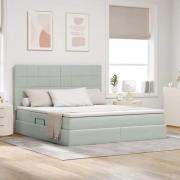 vidaXL Förvaringssäng med LED med madrass Ljusgrå 180 x 200 cm Sammet