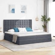 vidaXL Förvaringssäng med LED med madrass Mörkgrå 200 x 200 cm Sammet