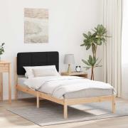 vidaXL Sängram med Klädd Huvudgavel Svart 90 x 190 cm Massiv furu