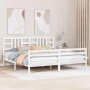 vidaXL Sängram med huvudgavel vit 200x200 cm massivt trä