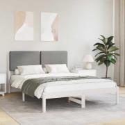 vidaXL Sängram med Klädd Huvudgavel Ljusgrå 140 x 200 cm Massiv furu