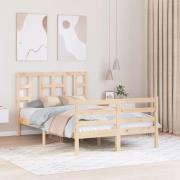 vidaXL Sängram med huvudgavel 120x200 cm massivt trä