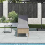 vidaXL Solstol med dyna beige 55x200x44cm konstrotting