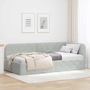 vidaXL Hörn Sängram Ljusgrå 90 x 200 cm Sammet
