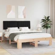 vidaXL Sängram med Klädd Huvudgavel Svart 160 x 200 cm Massiv furu