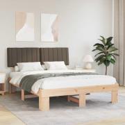 vidaXL Sängram med Klädd Huvudgavel Taupe 150 x 200 cm Massiv furu