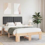 vidaXL Sängram med Klädd Huvudgavel Mörkgrå 120 x 190 cm Massiv furu