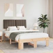vidaXL Sängram med Klädd Huvudgavel Taupe 120 x 190 cm Massiv furu