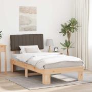 vidaXL Sängram med Klädd Huvudgavel Taupe 100 x 200 cm Massiv furu