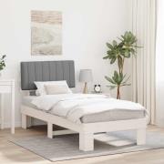 vidaXL Sängram med Klädd Huvudgavel Ljusgrå 90 x 200 cm Massiv furu