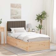 vidaXL Sängram med Klädd Huvudgavel Taupe 90 x 190 cm Massiv furu