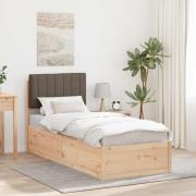 vidaXL Sängram med Klädd Huvudgavel Taupe 75 x 190 cm Massiv furu