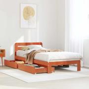 vidaXL Sängram utan madrass vaxad brun 90x190 cm massiv furu