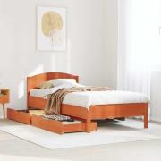 vidaXL Sängram utan madrass vaxbrun 75x190 cm massiv furu