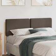 vidaXL Klädd sänggavel Brun och Taupe 140 cm Massiv furu