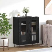 vidaXL Sideboard Svart Ek 69,5 x 34 x 90 cm Konstruerat trä