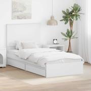 vidaXL Förvaringssäng med huvudgavel Vit 90 x 200 cm Konstruerat trä