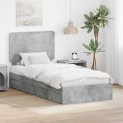 vidaXL Förvaringssäng med låda Betonggrå 100 x 200 cm Konstruerat trä