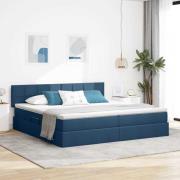 vidaXL Förvaringssäng med madrass Blå 200 x 200 cm Konstruerat trä