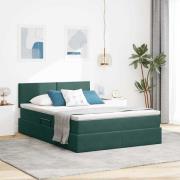 vidaXL Förvaringssäng med madrass Mörkgrön 140 x 190 cm Sammet