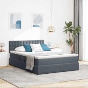 vidaXL Förvaringssäng med madrass Mörkgrå 140 x 200 cm Sammet