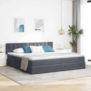 vidaXL Förvaringssäng med madrass Mörkgrå 200 x 200 cm Sammet