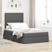 vidaXL Förvaringssäng med madrass med madrass Mörkgrå 120 x 190 cm tyg