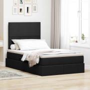 vidaXL Förvaringssäng med madrass med madrass Svart 120 x 190 cm tyg